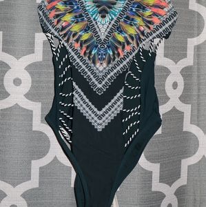 Red Carter One Piece Swimsuit Deep Lake